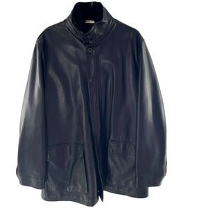 NWT LONGHI  LEATHER CAR COAT WITH MADARIN COLLAR